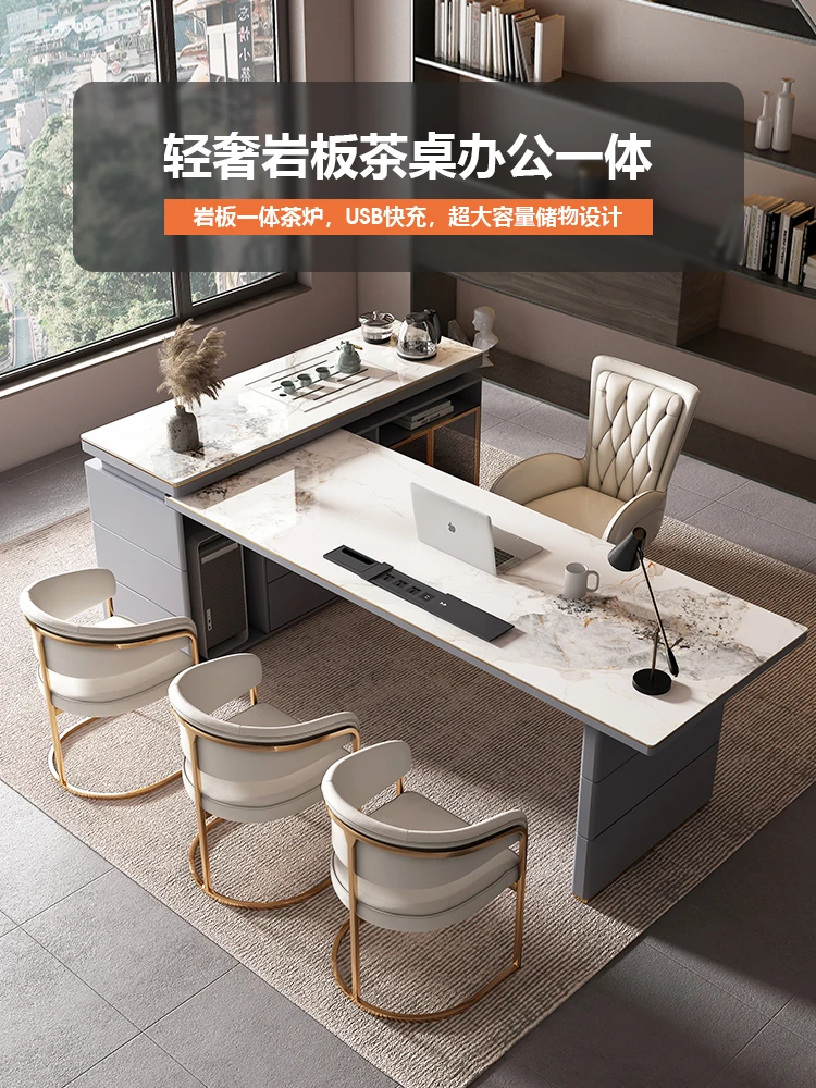 Modern desk, tea table, integrated rock board corner office desk, writing desk, president's desk