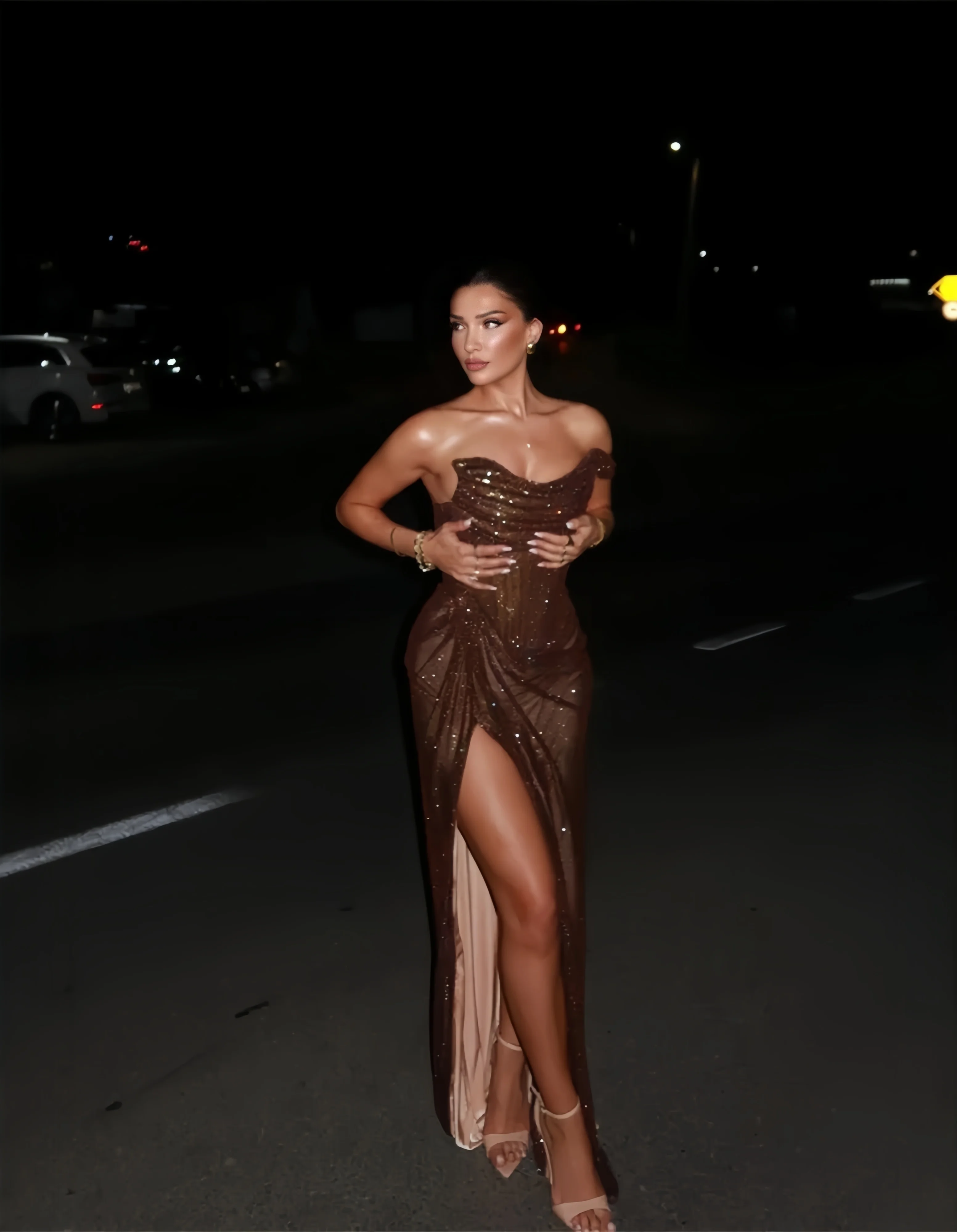 

Customized Mermaid One Shoulder Glitter Prom Dresses Draped Sleeveless vestidos de noche Luxury Side Split Formal Evening