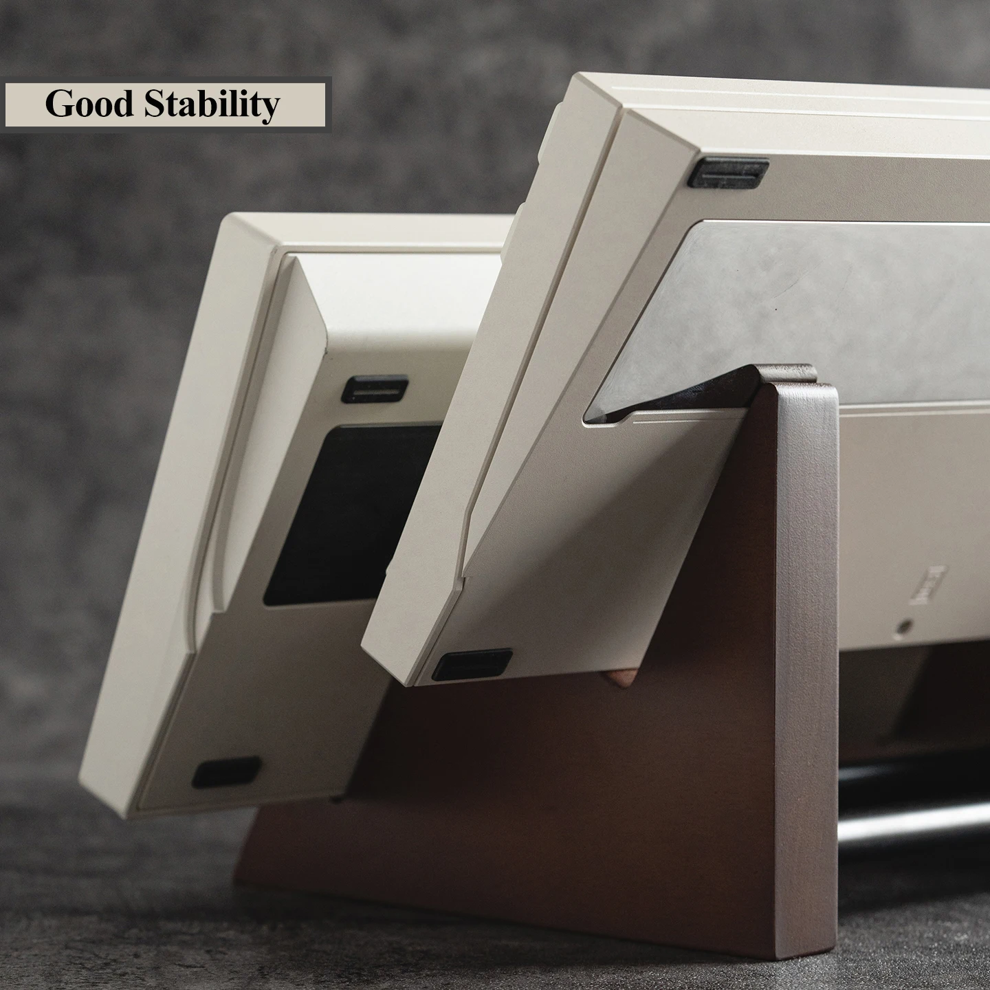 FBB 2 طبقات لوحة المفاتيح عرض موقف الإطار خشبي مع لوحات المفاتيح المعدنية حامل لوحة المفاتيح الميكانيكية القابلة للفصل حامل الرف