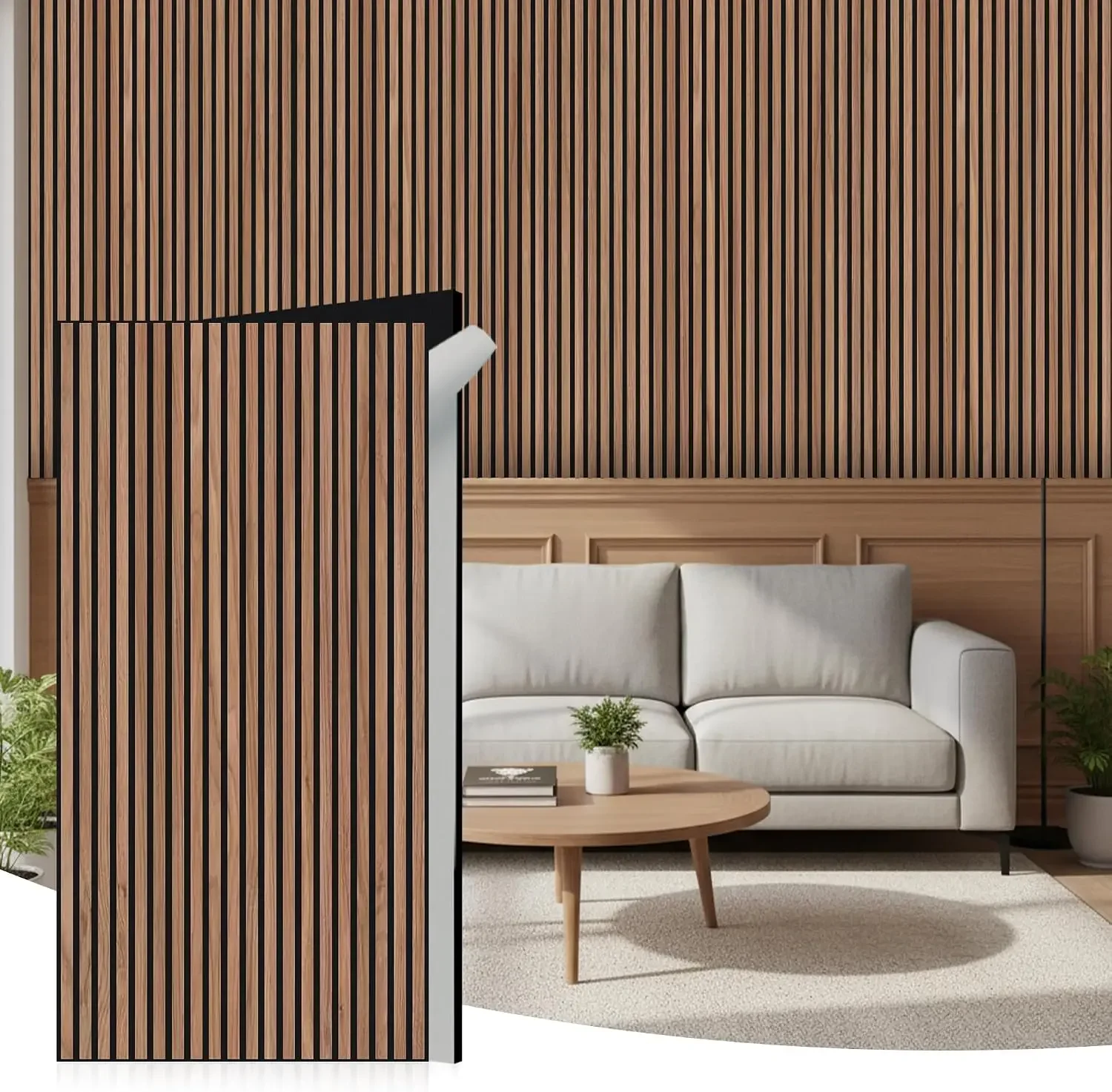 Acoustic Wall Panels, Teak, 10 Pack, 47.2x23.6 in | Self-Adhesive, Peel and Stick, NRC 0.95, Premium Sound, Echo Proof, Slat