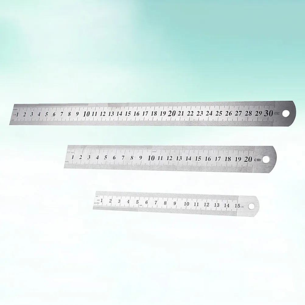 3Pcs Premium Stainless Steel Straight Ruler with Dual Scale Markings High Accuracy Measuring Tool for Students Teachers Home