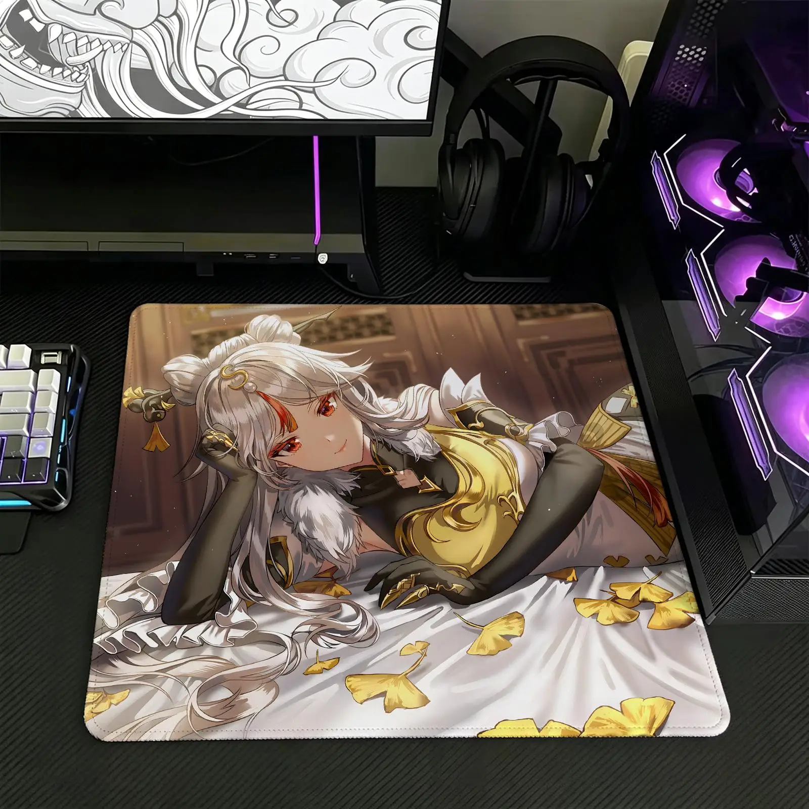 genshin impact Ningguang Mouse Pad Regular gaming mouse pad  Office mouse pad Laptop desk mat Stitched edge S/M/L size mouse pad