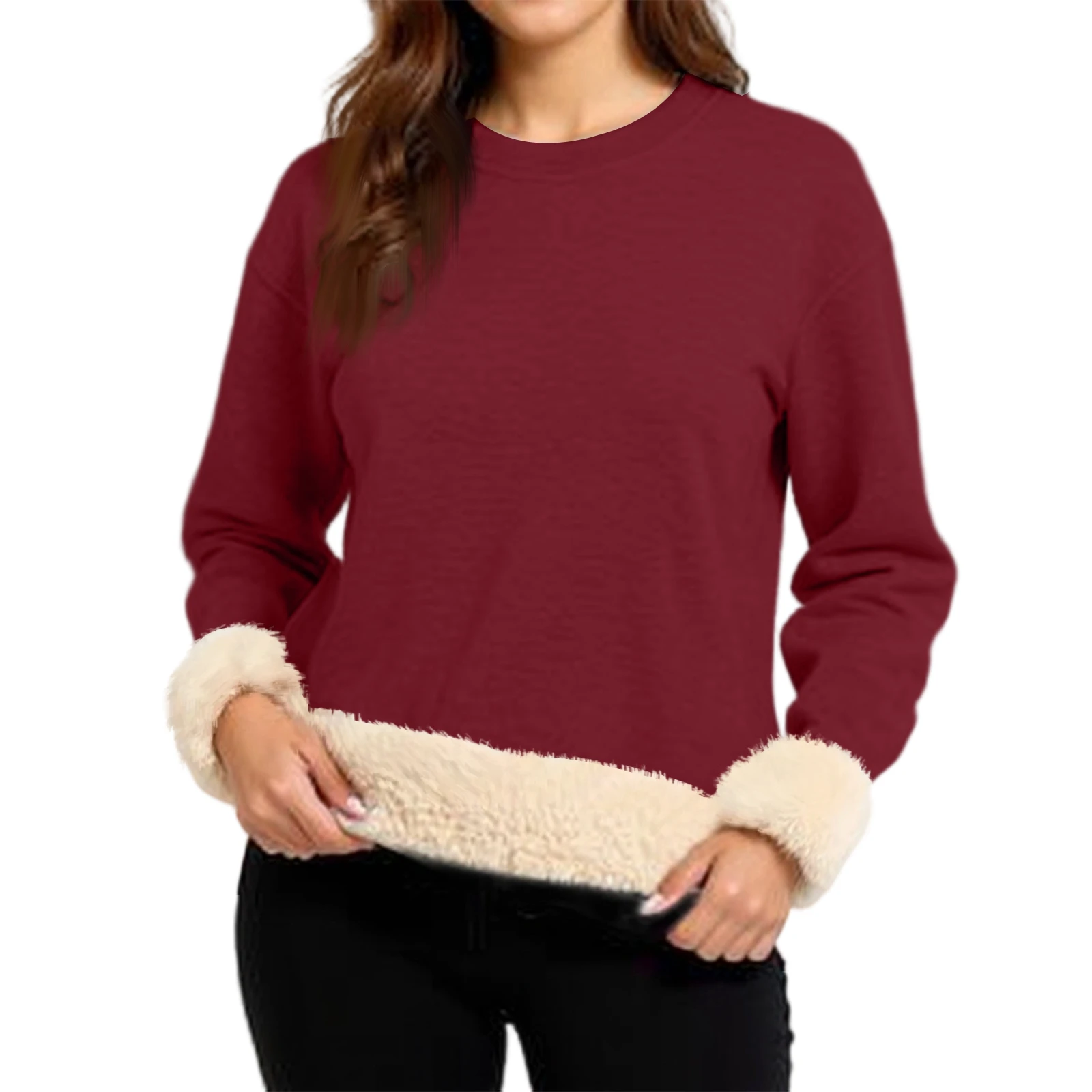 

Женская модная и повседневная пушистая толстовка с длинными рукавами и круглым вырезом Y2k, одежда, топы, женский топ Ropa Mujer, Feminina Roupas Fem