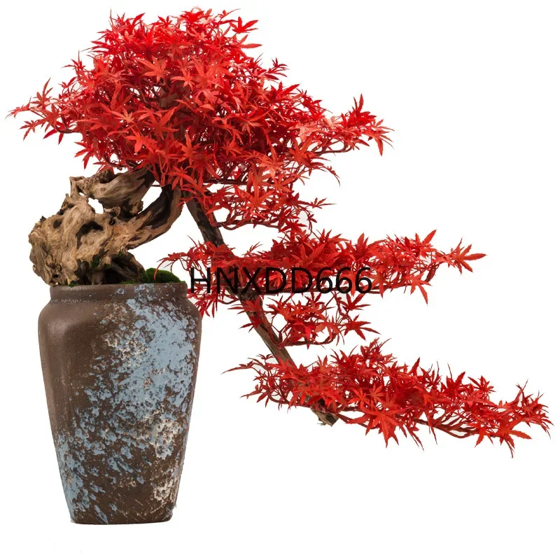 Simulated Welcome Pine Bonsai Bottle False Tree Red Maple Potted Plant