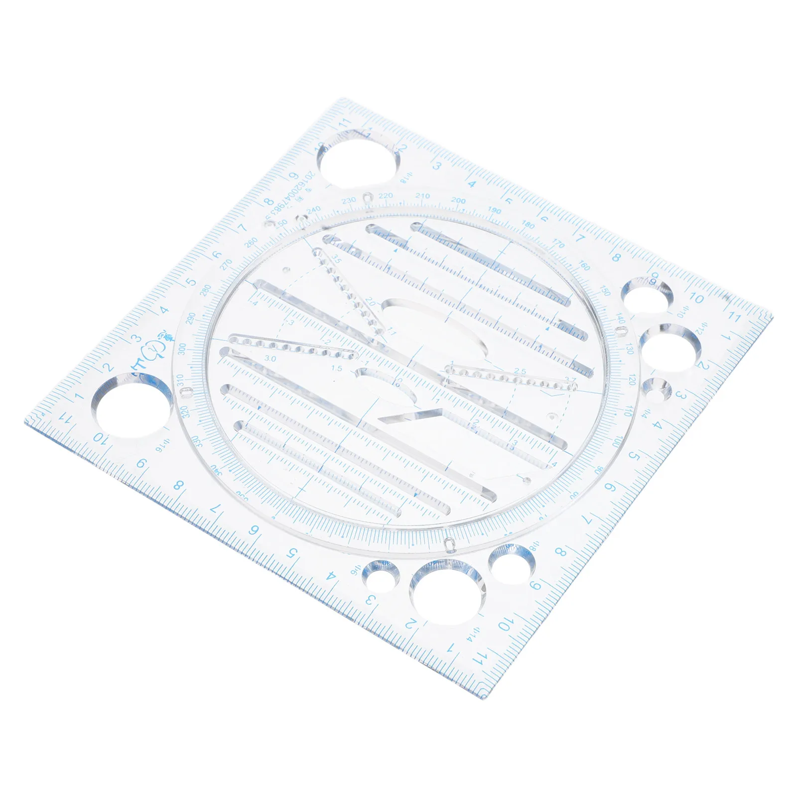 Multi-Functional Geometric Drawing Template Plastic Circle Stencil Ruler with Precision Angle Measurement Marks for Students