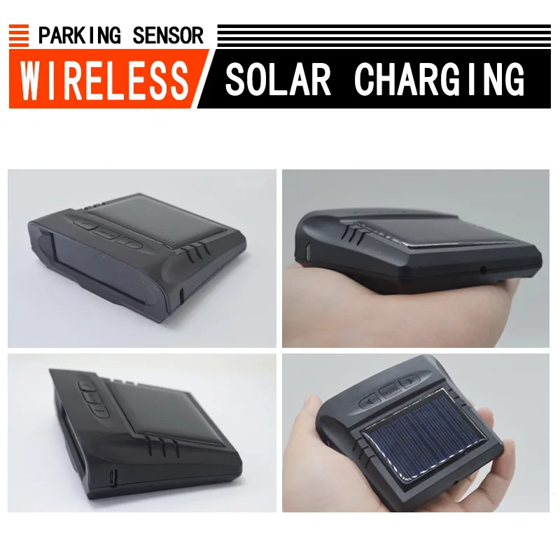Wireless Solar Charging 4 Parking Sensors Kit Backup Radar Rear Parktronic Auto LCD Monitor Detector Assistance Backing Reverse