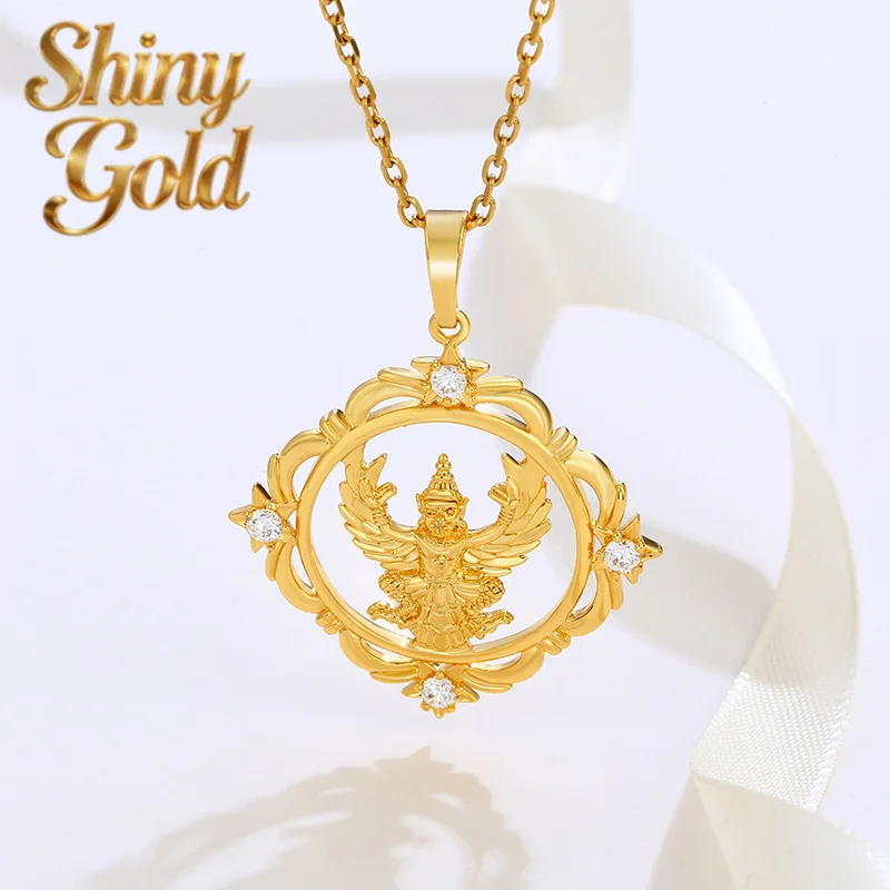 

ShinyGold Luxury 24K 9999 Pure Gold Real Gold Men's And Women's Moissanite Pendant Necklace
