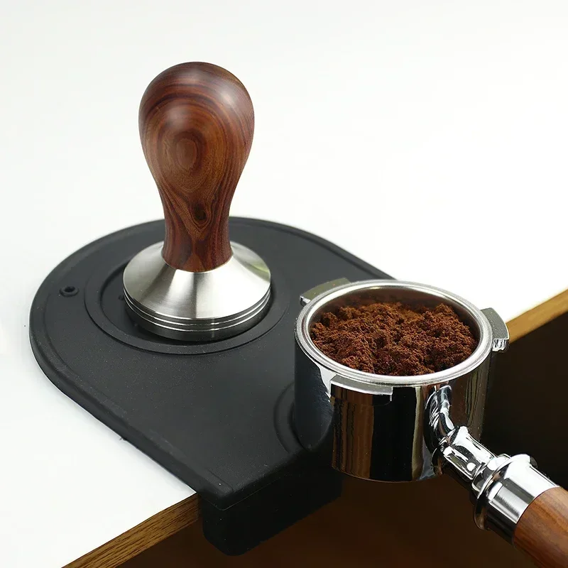 وسادة مسحوق القهوة غير قابلة للانزلاق من السيليكون لمحطة الاسبريسو للمنزل والمقهى وأدوات باريستا وإكسسوارات سوداء لمستلزمات المطبخ #4