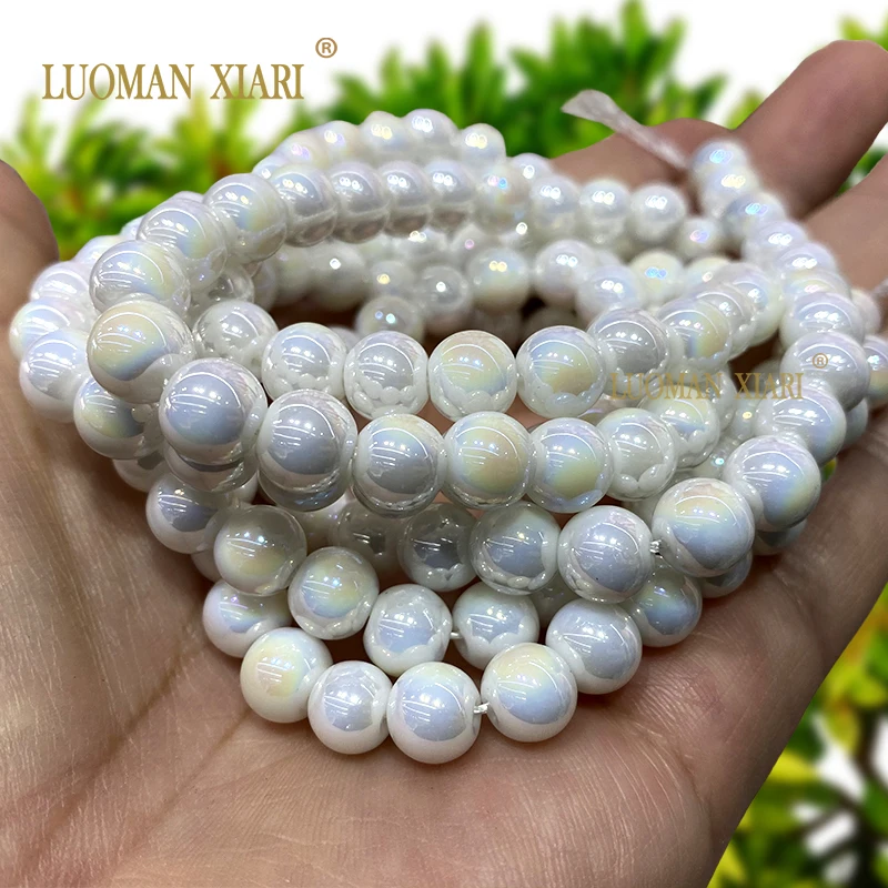 6-12mm Naturstein Chalcedon imitieren Perlen lose runde Spacer Perlen für Schmuck machen DIY Ohrringe Armband Zubehör