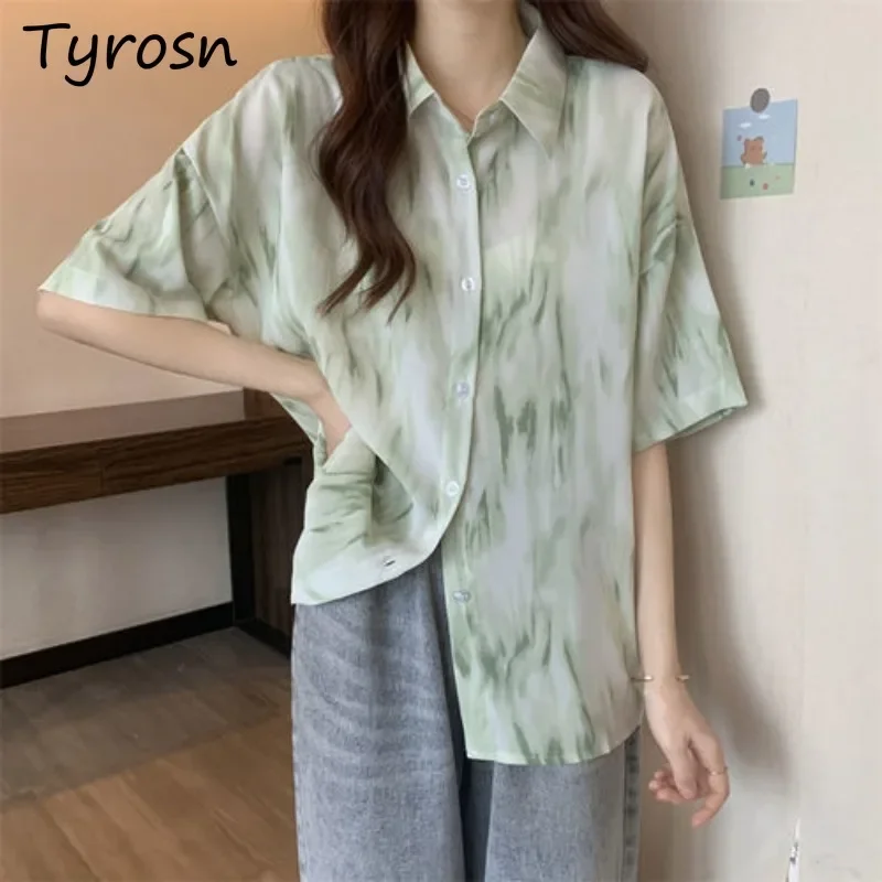 Shirts Women Sweet Lovely Simple Korean Style Daily All-match Streetwear Fashion Casual Loose Schoolgirls Turn-down Collar Cozy