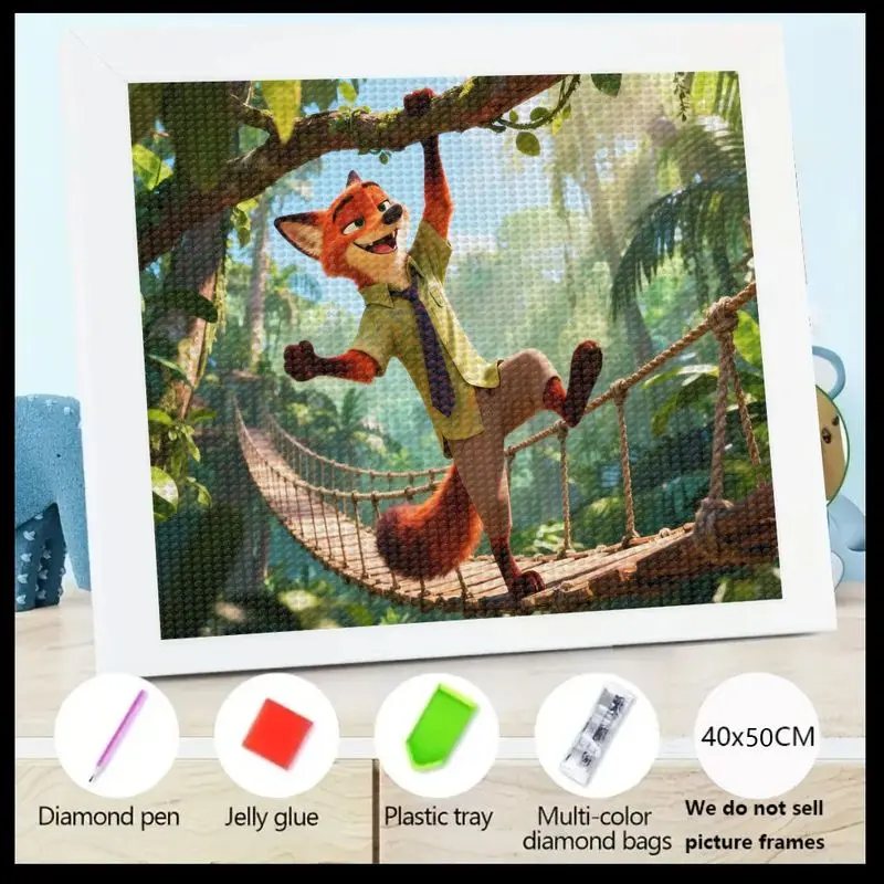 

1 шт. Nick Wilde Zootopia 5D DIY комплект алмазной живописи, полная дрель мультфильм лиса кристалл горный хрусталь искусство, украшение в джунглях драгоценный камень краска