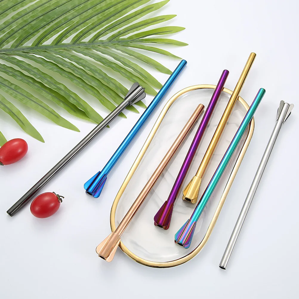 

7Pcs Reusable Stainless Steel Straws And Stirrers For Cold Drinks Perfect For Summer Beverages Milkshakes Multiple Color Options