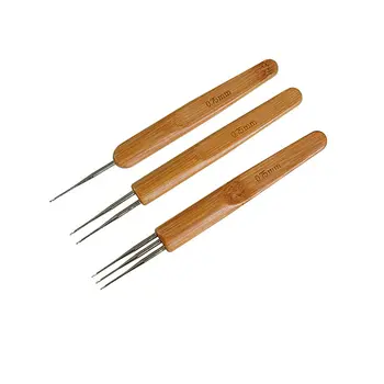 Bambusové háčkovací jehlice, sada háčků 0,5 mm/0,75 mm, háčky na dredy a copy, pletací nástroj 10 nejlepší prodej háčkované jehlové dredy - №1