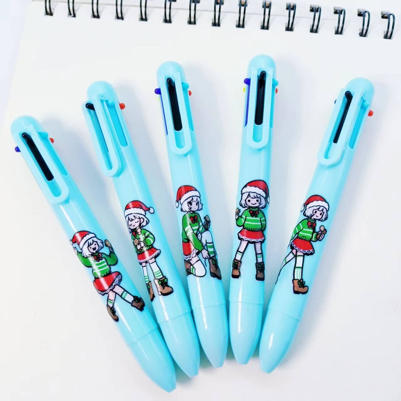 

6/12 шт., шариковая ручка в стиле живой девушки, рождественская, серебряная, волосатая, многоцветная ручка на тему девушки, яркие цвета, рождественская разноцветная ручка