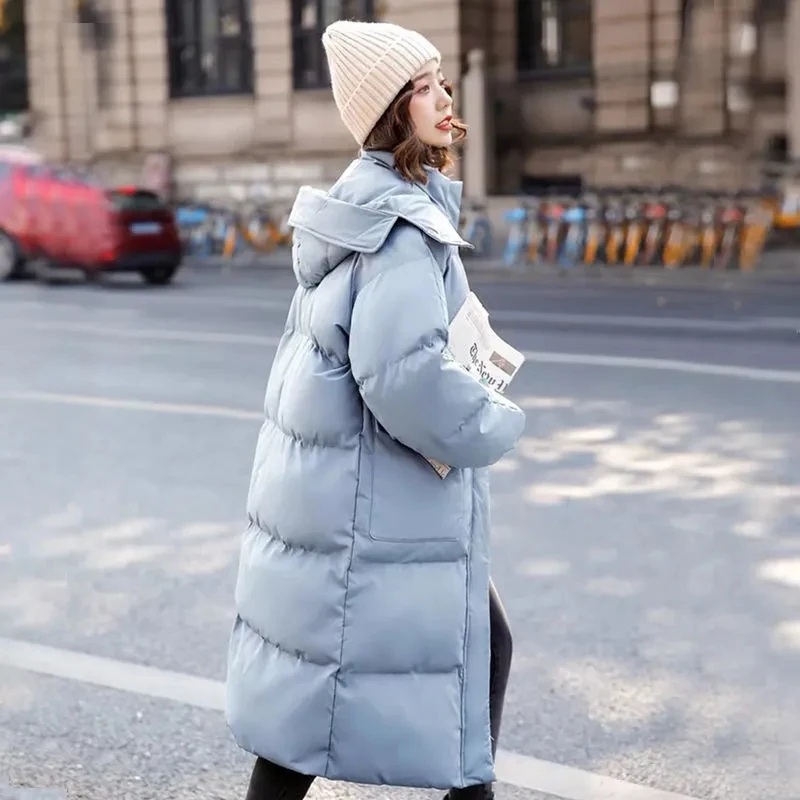 2024 Winter Women Jacket Coats Long Parkas Female Down Cotton Hooded Overcoat Thick Warm Jackets Windproof Casual Student Coat