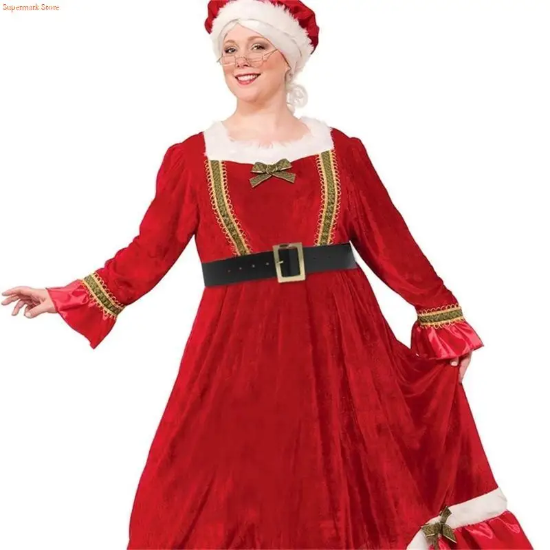 Q5WE Large Wide Santa Faux Leathers Belt Christmas Accessories Wide Santa Belt Strap