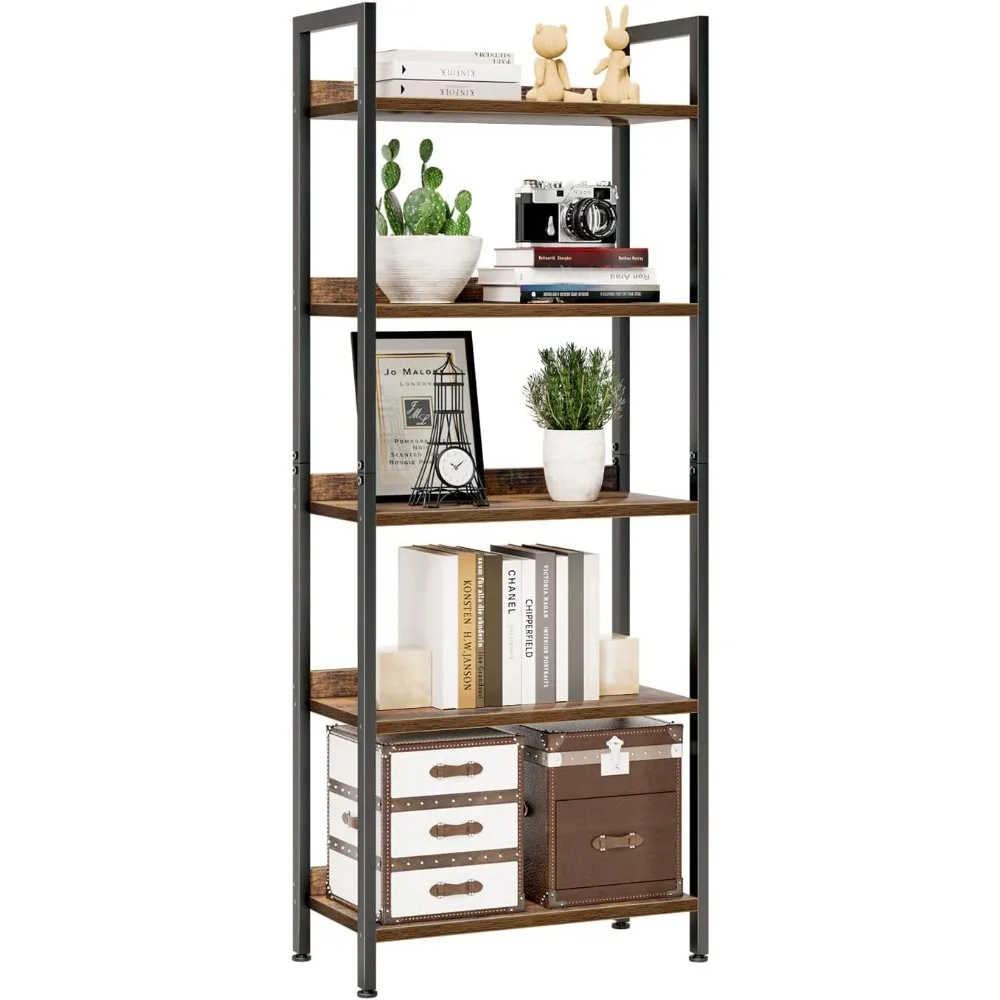 

Bookshelf, 5 Tier Bookshelves, Home Office Bookcase Shelf Storage Organizer, Free Standing Storage Shelving Unit for Bedroom, L