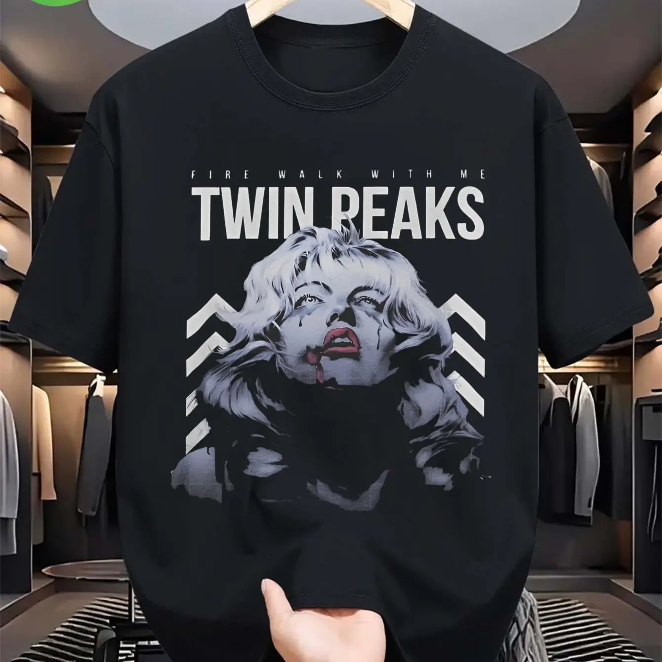 Men's Twin Peaks Laura Palmer TV Show Graphic T-Shirt Black Cotton Tee with Iconic Fire Walk Me Design Short Sleeve