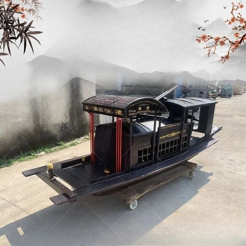 

Wooden boat handmade one-to-one exhibition hall office decoration ornament model can be launched