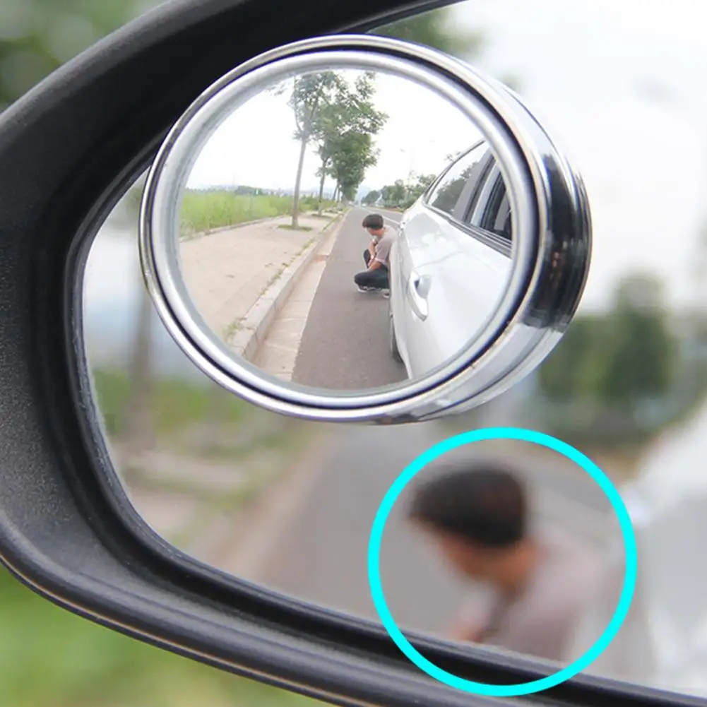 Convex Parking Mirror 2Pcs Useful Easy Installation Mini Car Convex Parking Mirror Driving Safety for Auto