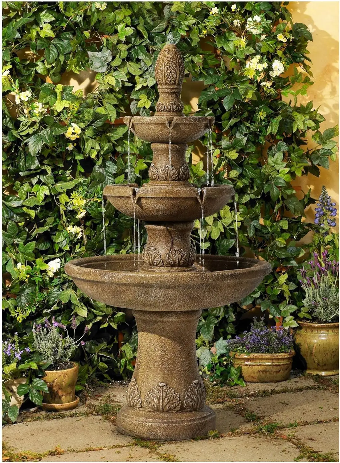 

Domanico Italian Outdoor Floor Bubbler Fountain and Waterfalls 57" High 3 Tiered Basins Decor for Garden Patio Backyard Deck Hom