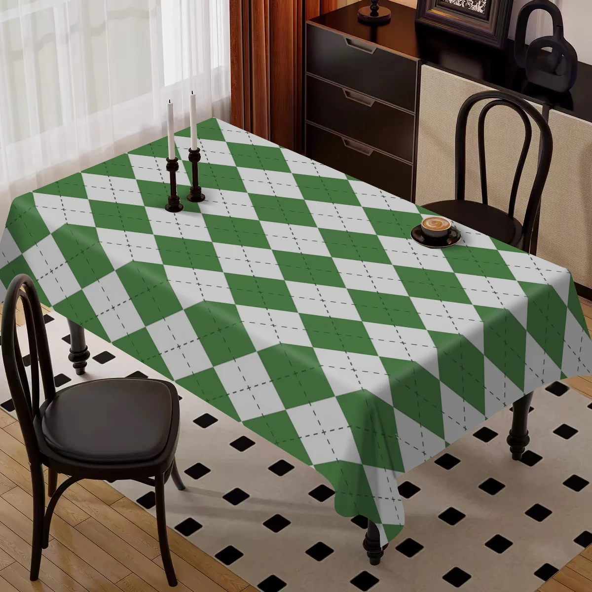 1pc simple printed tablecloth, with edge-sewn printing technique, dirt-resistant, and no wrinklesxzj