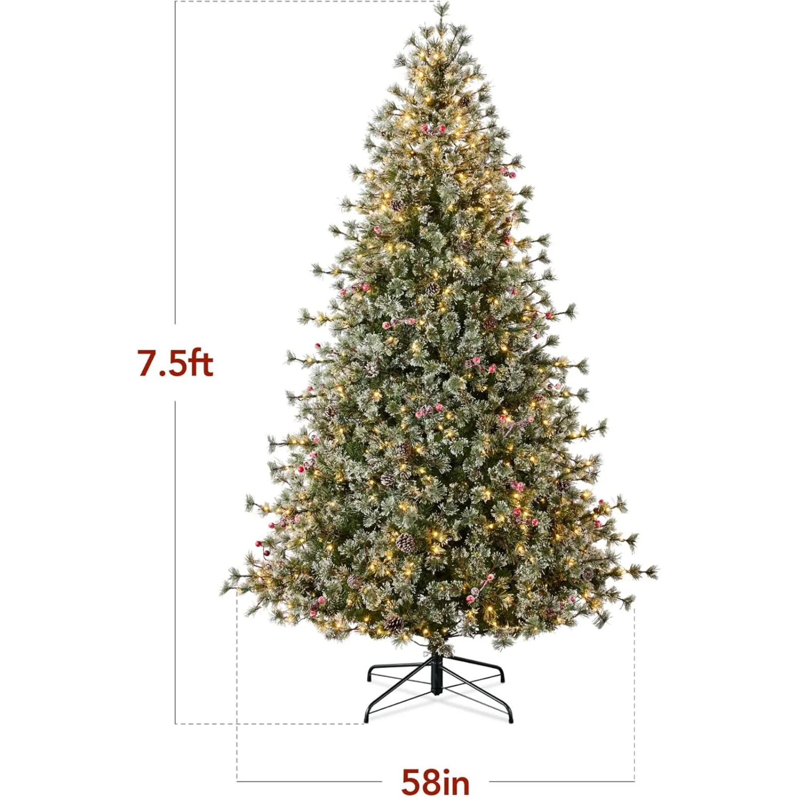 US 9ft Pre-Lit Cashmere Christmas Tree, Premium Semi-Flocked Artificial Holiday Decor w/Cordless