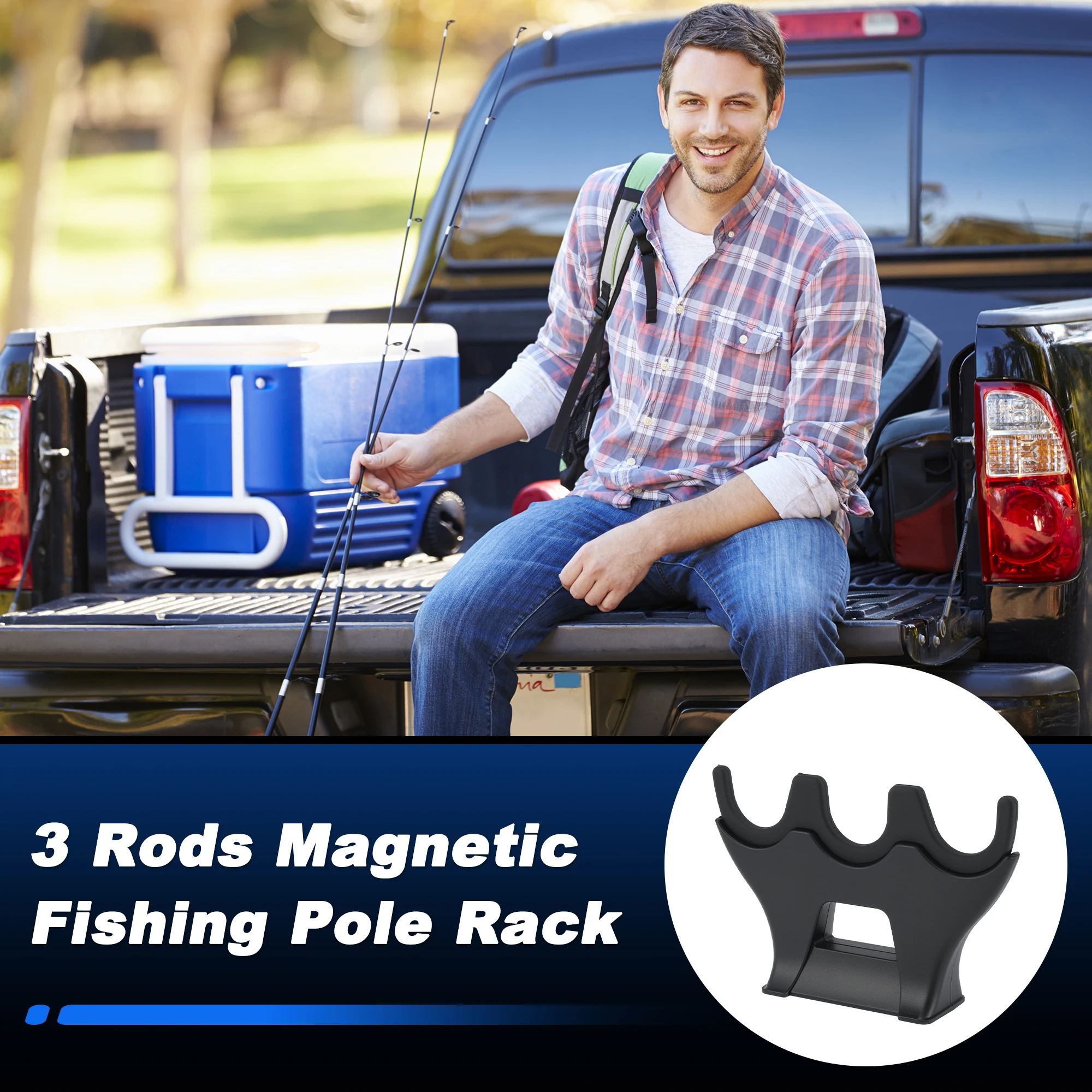 Uxcell 3 Rods Magnetic Fishing Rod Holder Silicone Magnetic Fishing Pole Storage Rack for Car Boat Truck Pickup Wall Garage Door