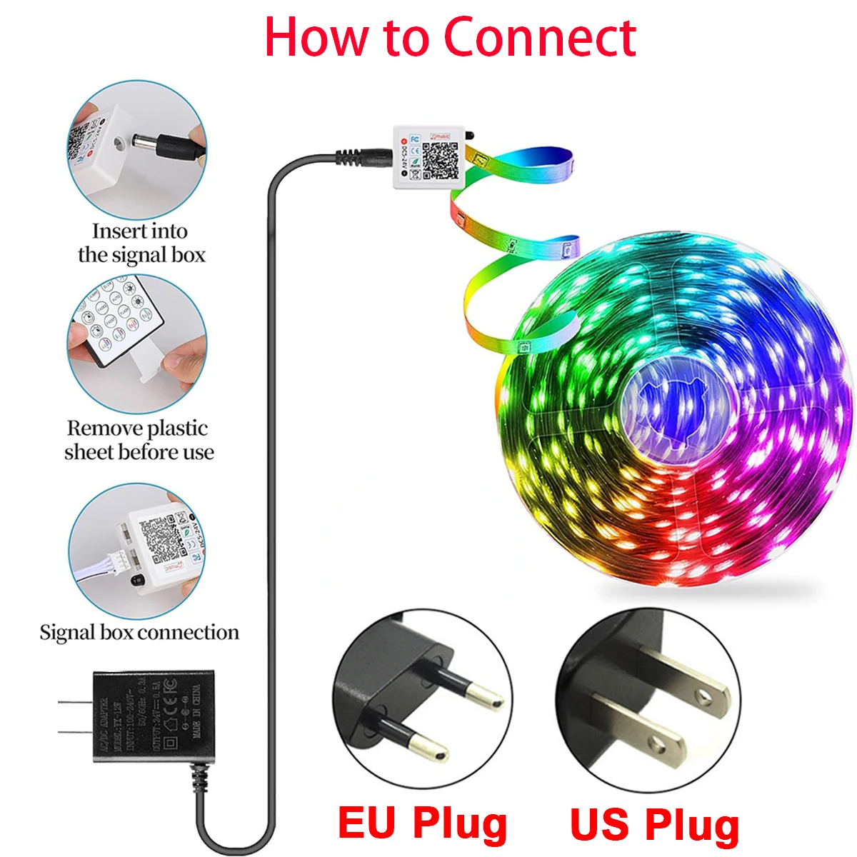 음악 동기화 RGB LED 스트립 테이프 조명, 방 홈 파티 장식, TV 백라이트, 유연한 리본, 10m, 20m, 30m