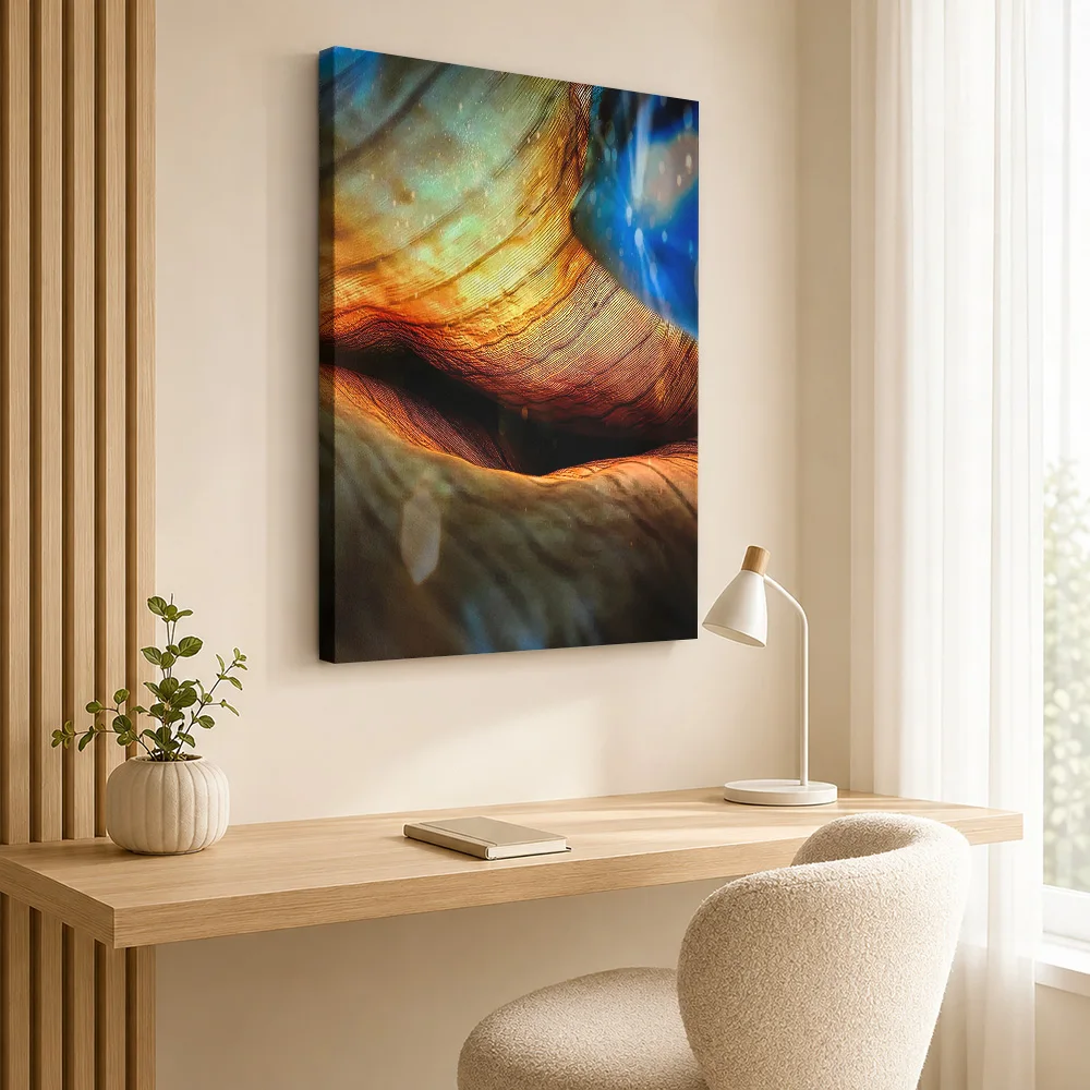 Ethereal Cosmic Canyon: Abstract Textured Art Framed Canvas Print Poster Custom Modern Abstract Wall Art for Dining Room Decor