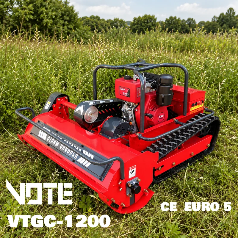Tondeuses à gazon robotisées, débroussailleuses, tondeuses à gazon sur chenilles RC, conformes aux normes CE et Euro 5, pour une coupe de gazon sans effort sur les pentes raides et dans les vergers.