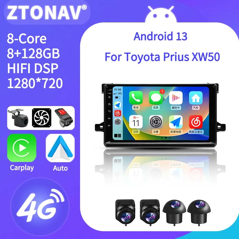 Car Radio For Toyota Prius XW50 2015 - 2020 Car Media Video Player Android Screen Headunit Carplay Auto Support 360 Camera