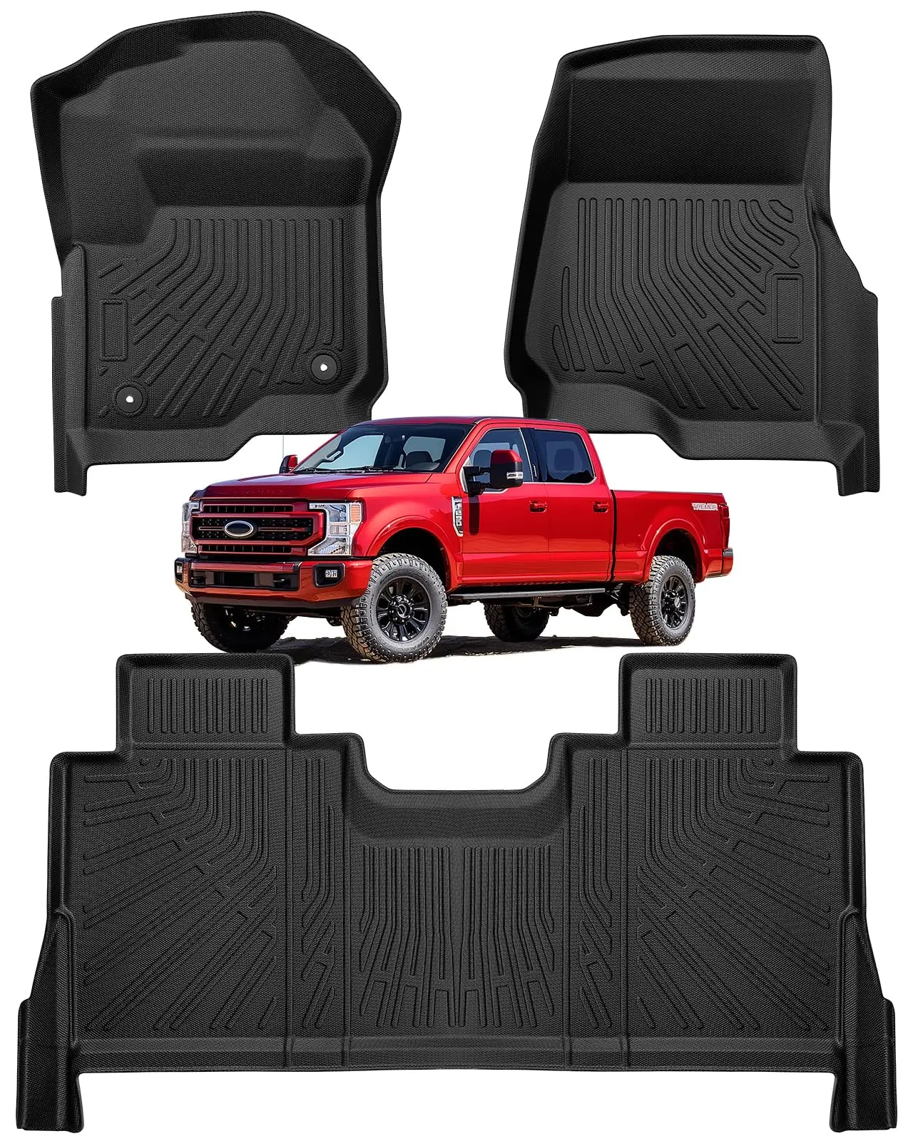 

All Weather TPE Floor Mats For Ford F-250 F-350 F-450 2017-2026 Super Duty Crew Cab