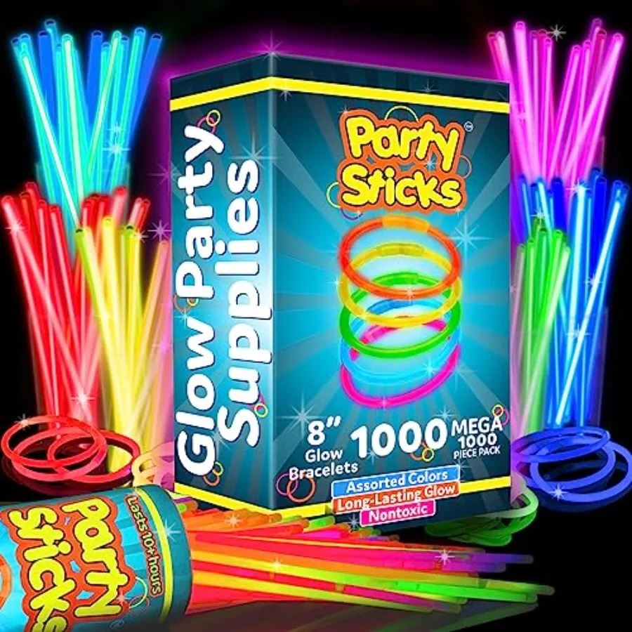 

Glow Sticks Party plies - 8 Inch Glow in The Dark Light Up Sticks Party Favors, Glow Party Decorations, Neon Party Glow Necklac