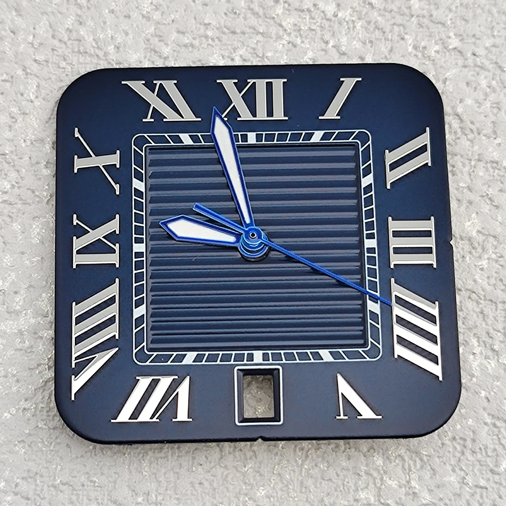 NH35 قرص مربع معدل قرص روماني شعار الساعة 6، نافذة التاريخ مناسبة للطي مشبك مربع إكسسوارات ساعة سانتوس