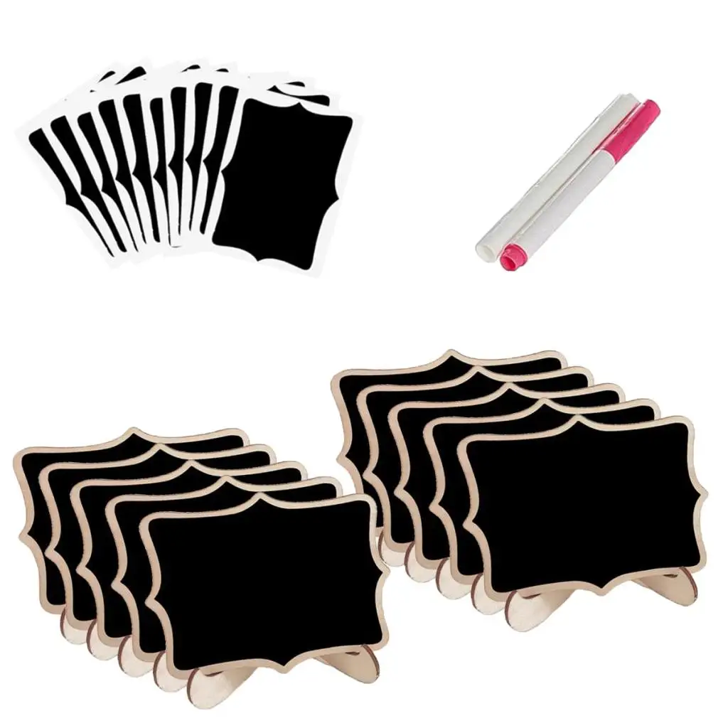 10Pcs Mini Wooden Wedding Blackboard Chalkboard Label Markers Number Signs