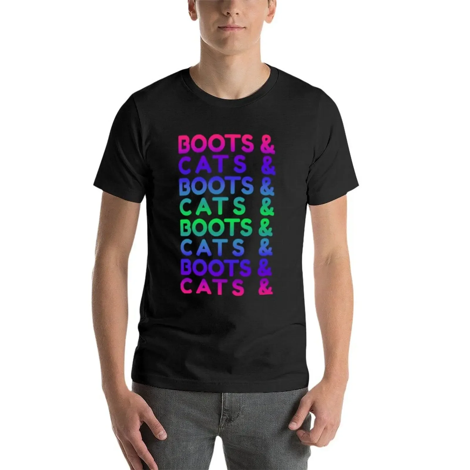 Edm Rave Boots and Cats T gráfico grande, camiseta anime, roupas de rua para homens, presente