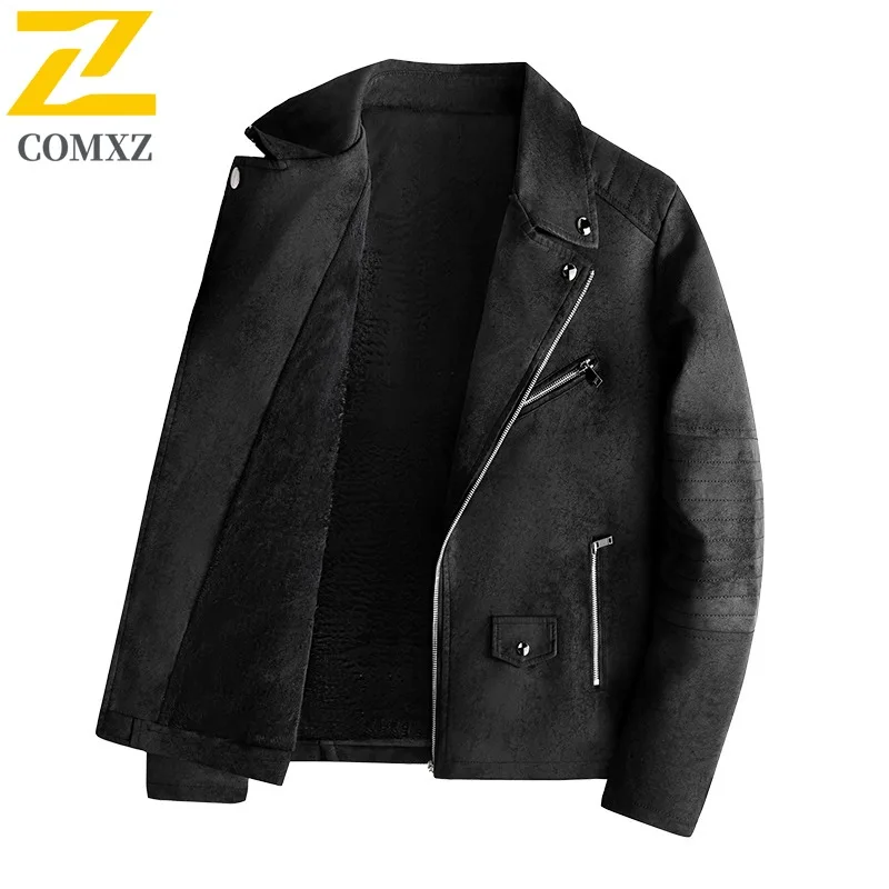 COMXZ European American Leather Jackets Paired with Retro Tie-dyed Washed Matte Finish Are Fashionable Trendy High-end Jackets