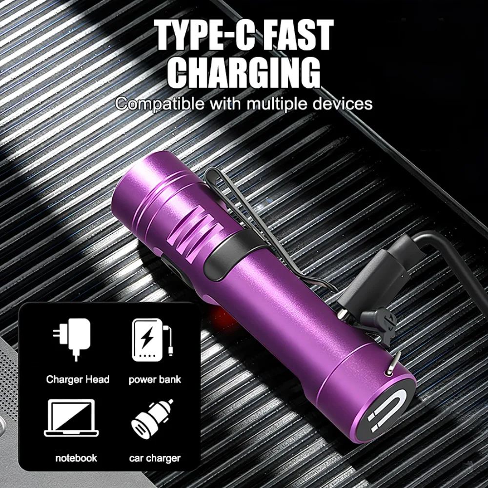 Mini LED COB Keychain Flashlight USB Rechargeable Torch with Magnetic/pen Clip 9 Lighting Modes Lamp for Outdoor Emergency Work