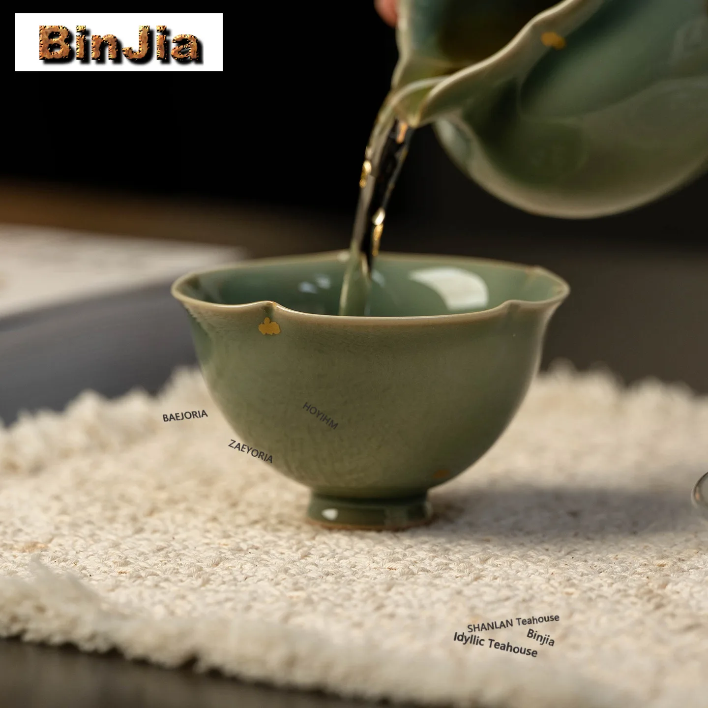Tasse à thé en céladon de 100 ml, style Yue Kiln, bol à thé de boutique, ensemble de tasses à thé, tasse de dégustation de parfum, tasses de maître Jianzhan, fournitures de service à thé, artisanat