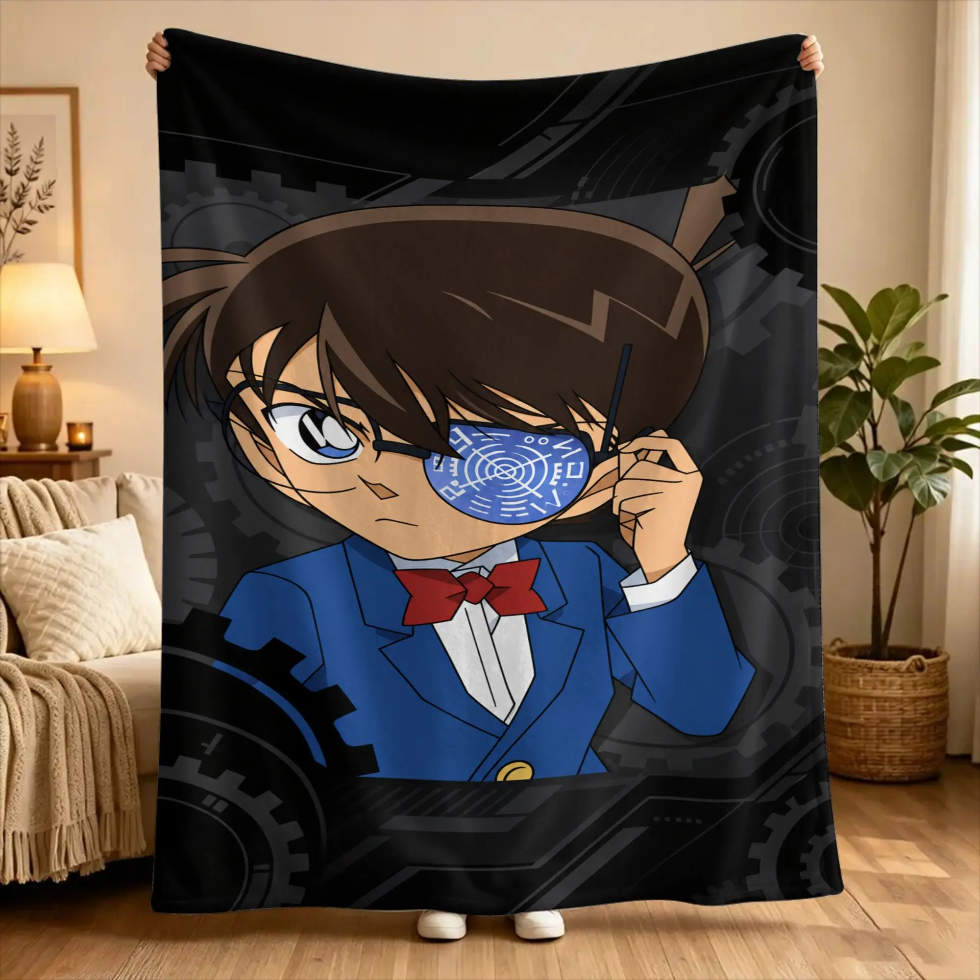 D-Detective C-Conan Blanket  Soft Novelty Plush Throw Blanket For Couch Chair Travel Flannel Bedspread Bed Cover
