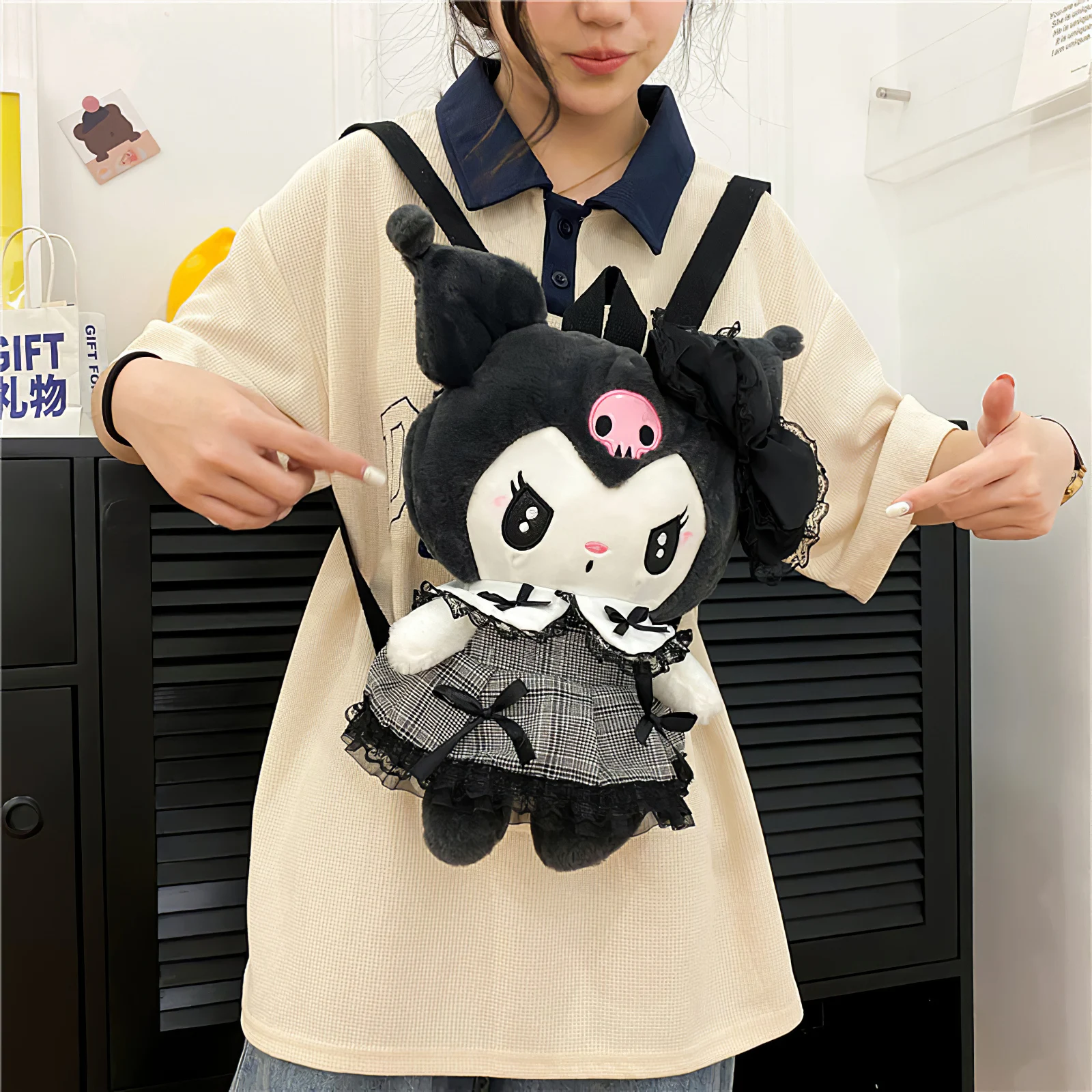 Sanrio Kuromi ميلودي الكرتون أفخم حقيبة ، مرحبا كيتي ، Y2k لطيف تنورة بلوشيز ، لينة محشوة دمية ، Kawaii ظهره ، هدية عيد ميلاد الفتاة