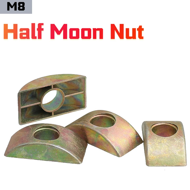 M8 Alloy Half Moon Washer with Half Moon Nut Four-in-One Furniture Connecting Hardware for Office Desk Assembly