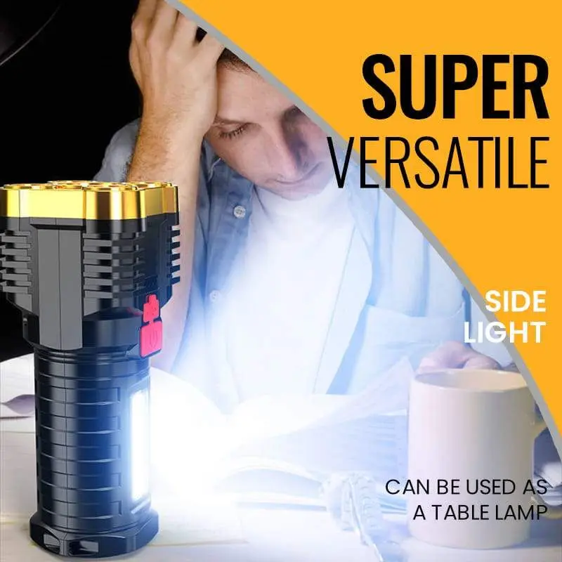 5-core السوبر مشرق مصباح يدوي قابلة للشحن في الهواء الطلق متعددة الوظائف P1000 Led طويلة المدى الأضواء بطارية عرض COB ضوء