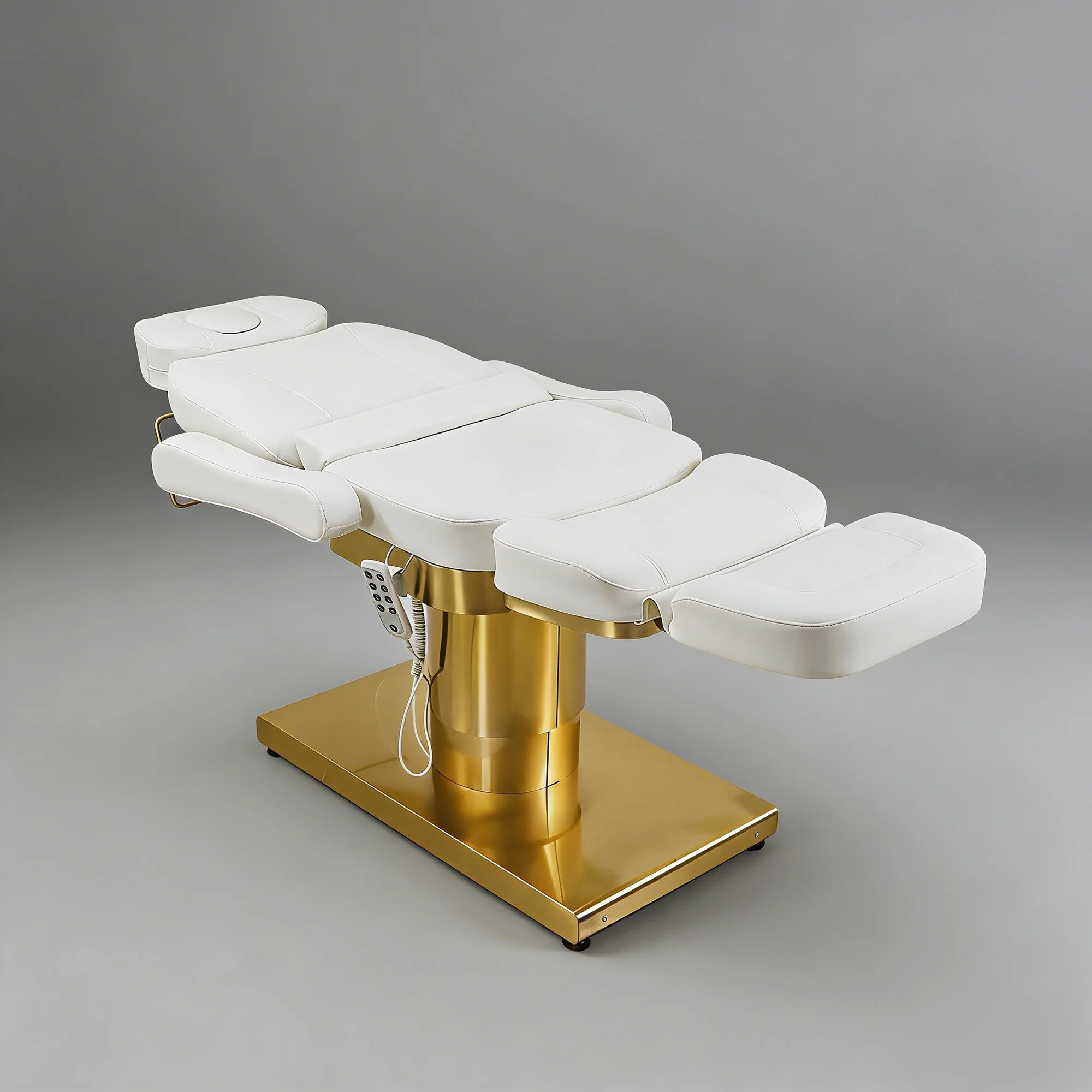 Multi-Function Adjustable Electric Cosmetic Bed for Salon Use Beauty Bed	golden Base with  Light
