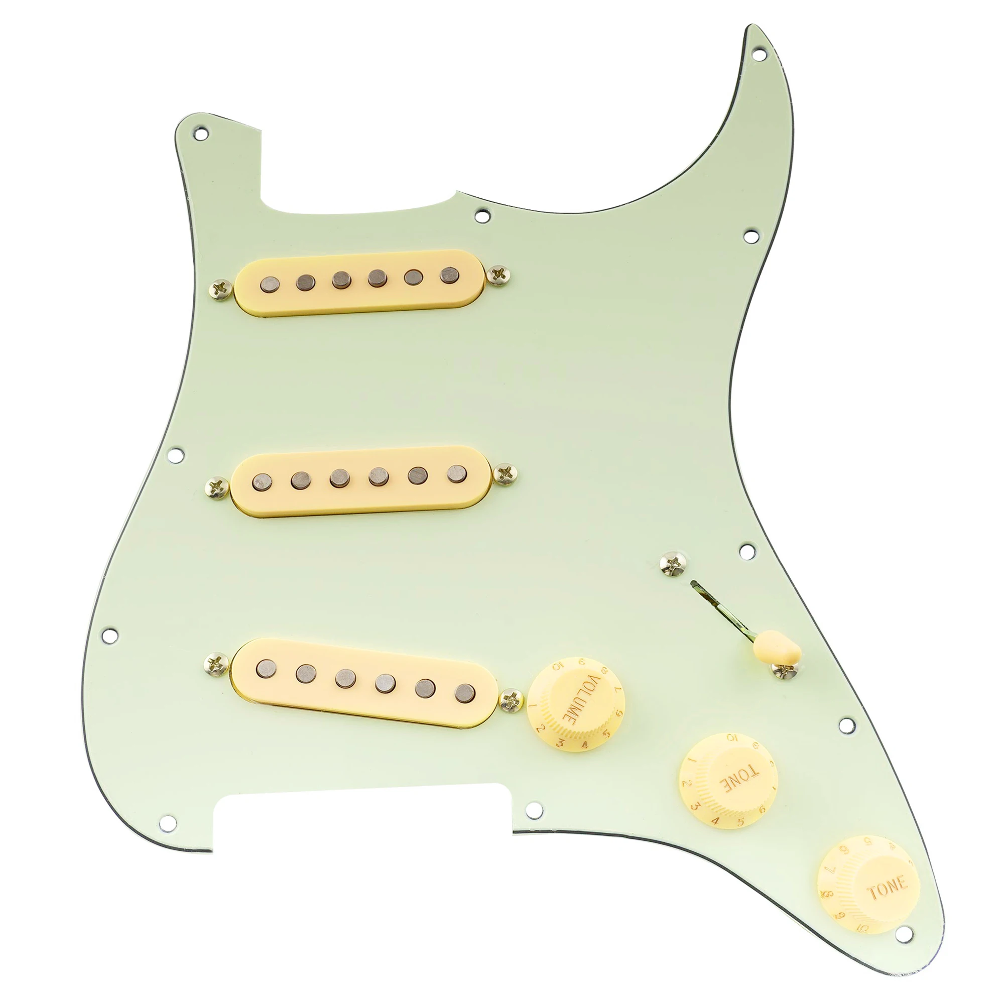 Musiclily Pro Pre-wired Standard SSS Pickguard with Artec Pickups Staggered Alnico 5 Single Coil  Pickups for ST Electric Guitar