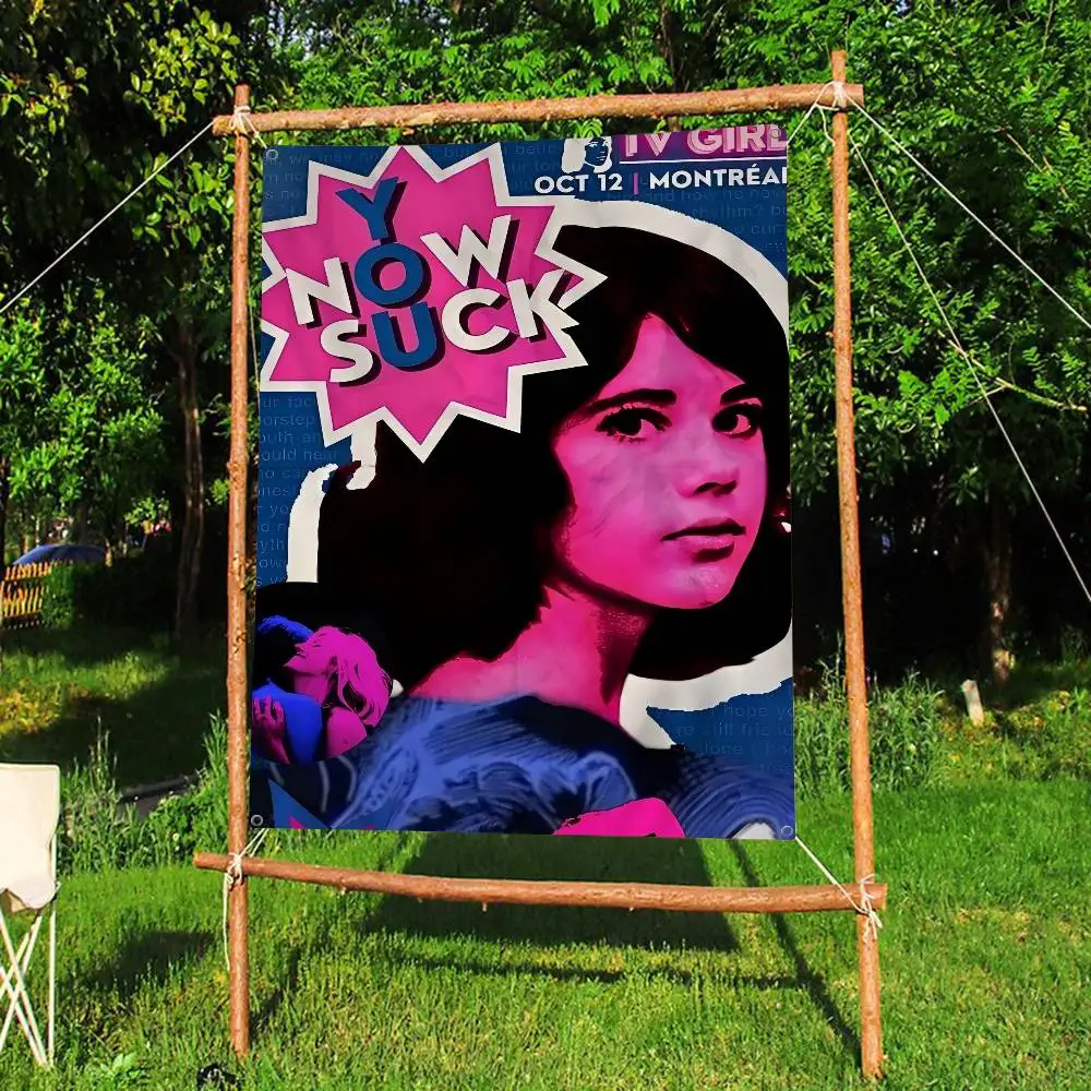 T-TV Girl High End Quality Banner Printing Artistic Atmosphere Style Camping Flag