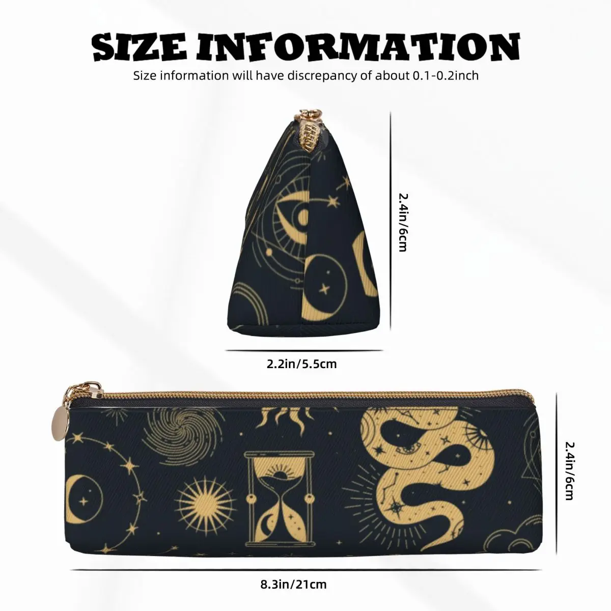 Sun And Moon Retro Leather Pencil Case Astronomy Witch Cute Zipper Pencil Box School For Teens Triangle Pen Pouch