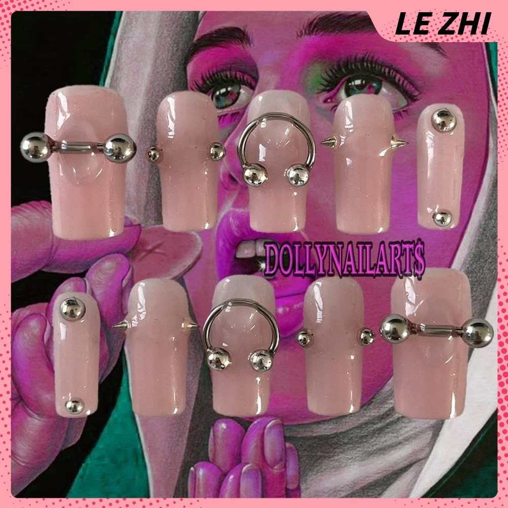 

Spice Girl Y2K Long Coffin Duck-Bill Handmade False Nail Diamond Pearl Butterfly Reusable Nail Party Sticker