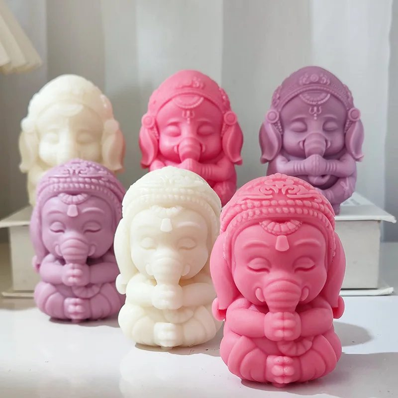 3D Buddha Elephant Candle Soap Silicone Mold Sitting Elephant Silicone Chocolate Cake Ornament Mold